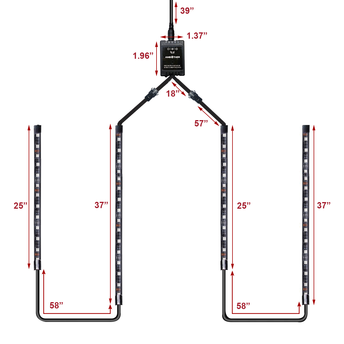 4x-RGB-LED-Under-Car-Tube-Strip-Underglow-body-Neon-Lights-Kit-Wireless-Control-1638177