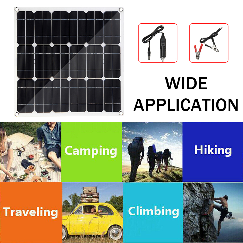 50W-16V-Solar-Panel-Charge-Battery-With-Car-Charger-Storage-Battery-Clips-USB-1609622