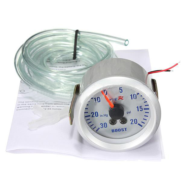 52mm-Autometer-Phantom-Pointer-Boost-Vacuum-Meter-Gauge-White-909355