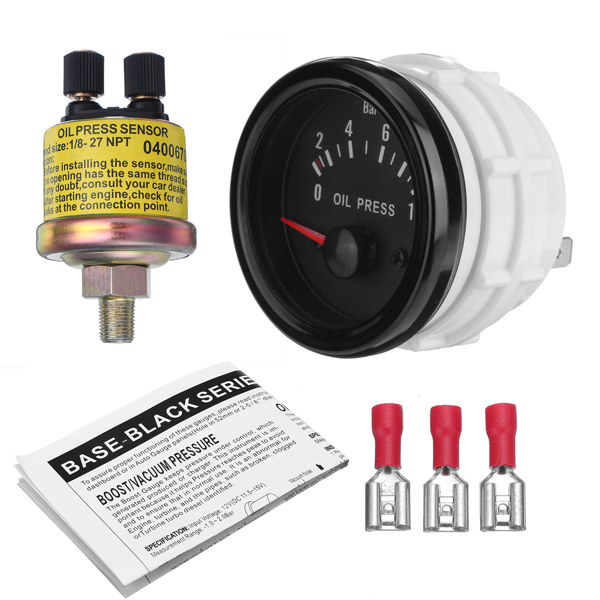 52mm-Black-Face-Clear-Lens-Oil-Pressure-Gauge-Kit-With-18-NPT-Sensor-1686365