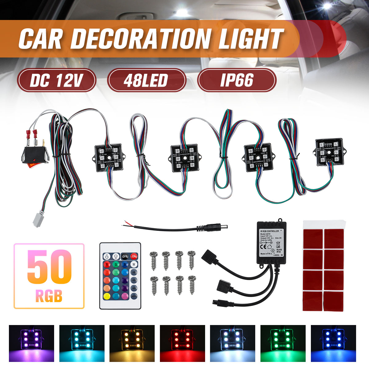 8Pcs-RGB-48-LEDs-Rock-Car-Decoration-Lights-Truck-Bed-Under-Body-Light-KitIR-Remote-Control-1627058