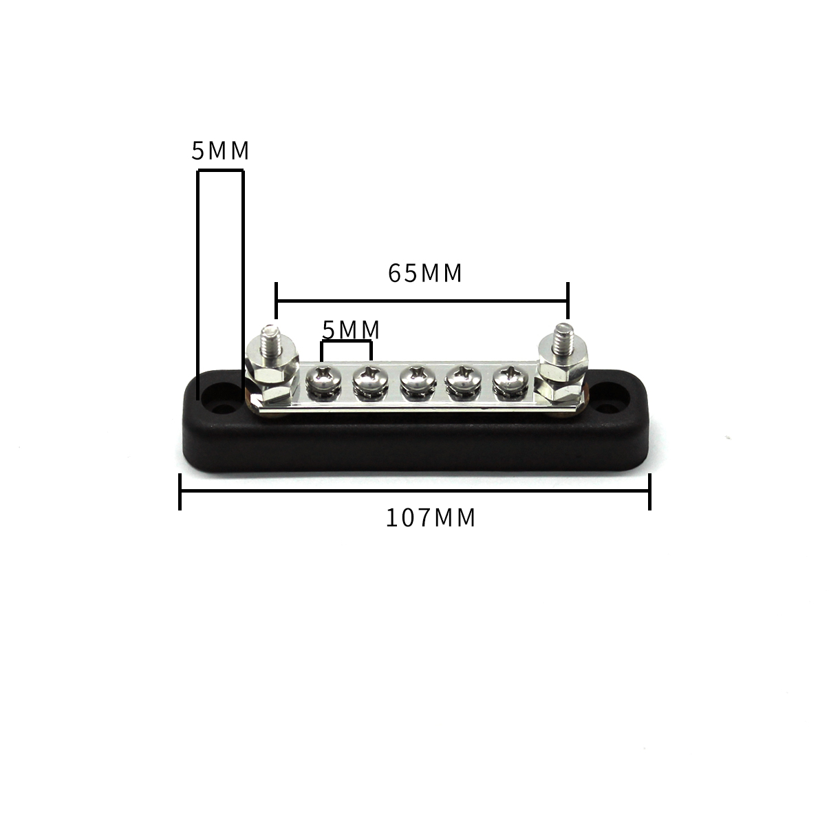 Auto-Marine-100A-Power-Distribution-Bus-Bar-Terminal-Block-5-Screw2-Studs-300V-1326186