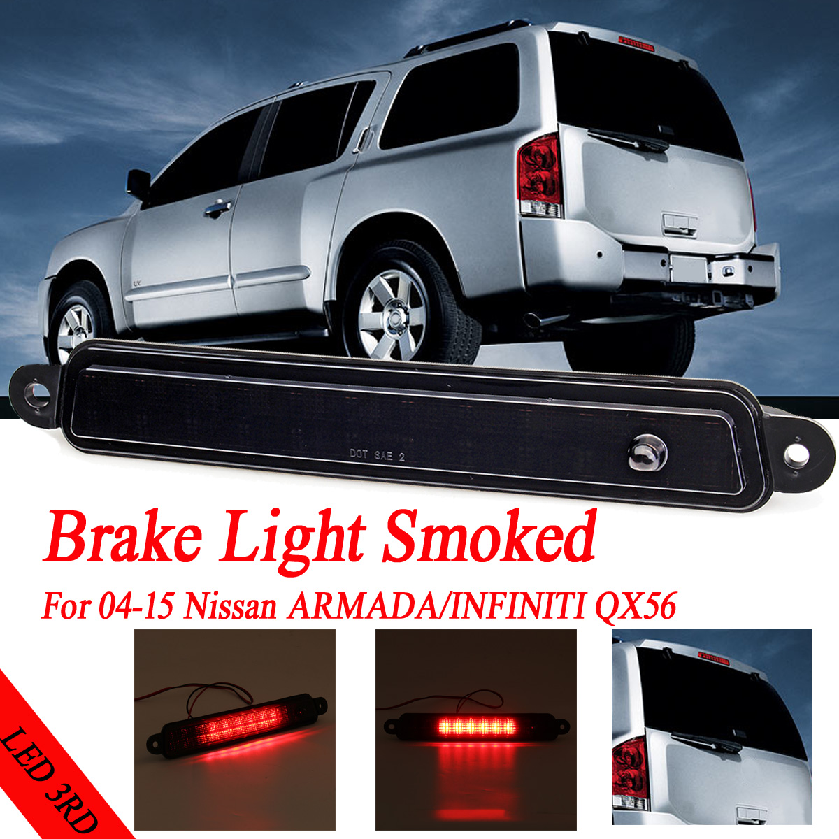 Black-Lens-FOR-04-15-Nissan-ARMADAINFINITI-QX56-HIGH-MOUNT-LED-3RD-TAIL-BRAKE-LIGHTs-LAMP-1616959