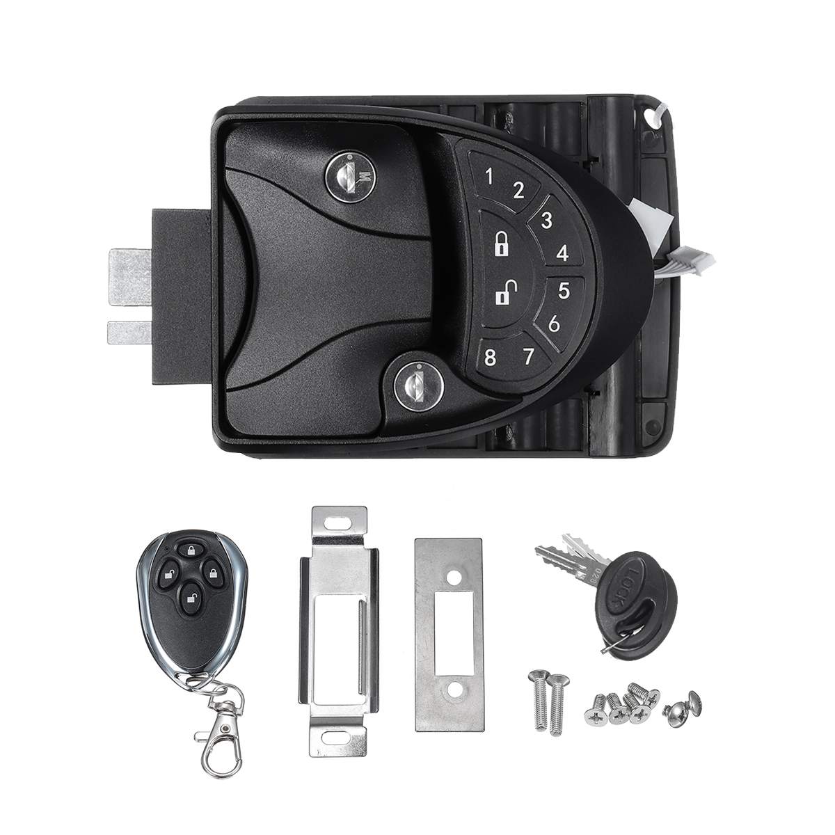 Black-RV-Keyless-Entry-Door-Lock-Latch-Handle-Knob-Deadbolt-Camper-Trailer-1382866