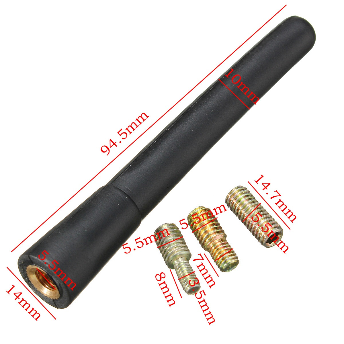 Black-Universal-Car-Antenna-Aerial-AMFM-Radio-Mast-Screw-Type-1404169