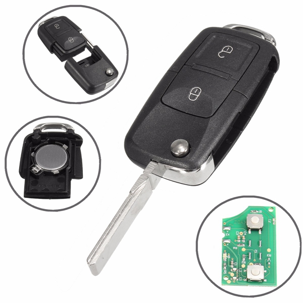 Car-433MHz-ID48-Chips-2-BTN-Remote-Key-Alarm-Fob-Flip-Uncut-for-VW-1J0-959-753-AG-1065847