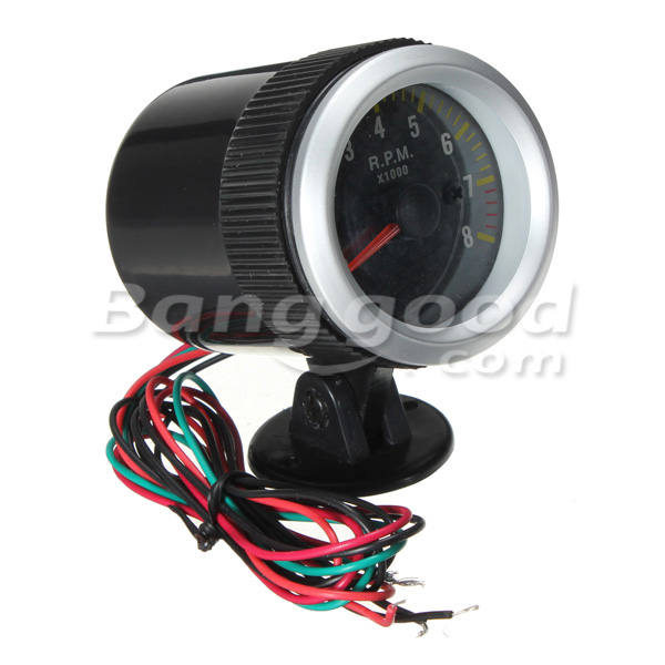Car-Auto-Yellow-LED-Rev-Tachometer-Gauge-RPM-Carbon-Fiber-Face-65032