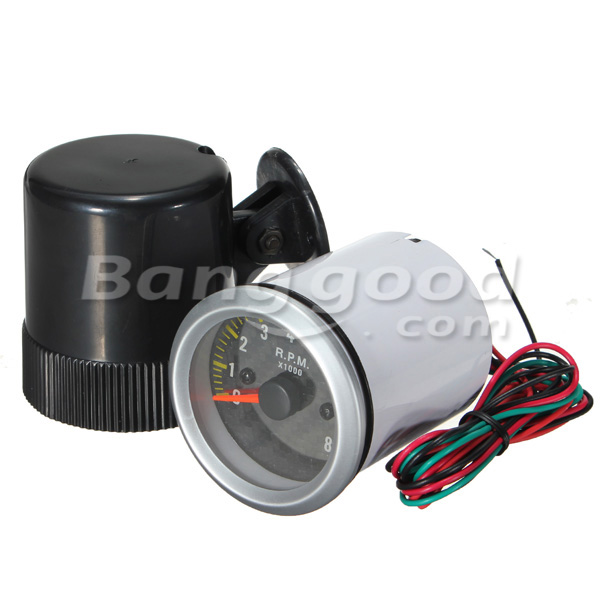 Car-Auto-Yellow-LED-Rev-Tachometer-Gauge-RPM-Carbon-Fiber-Face-65032