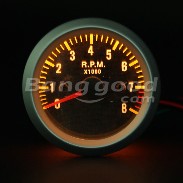 Car-Auto-Yellow-LED-Rev-Tachometer-Gauge-RPM-Carbon-Fiber-Face-65032