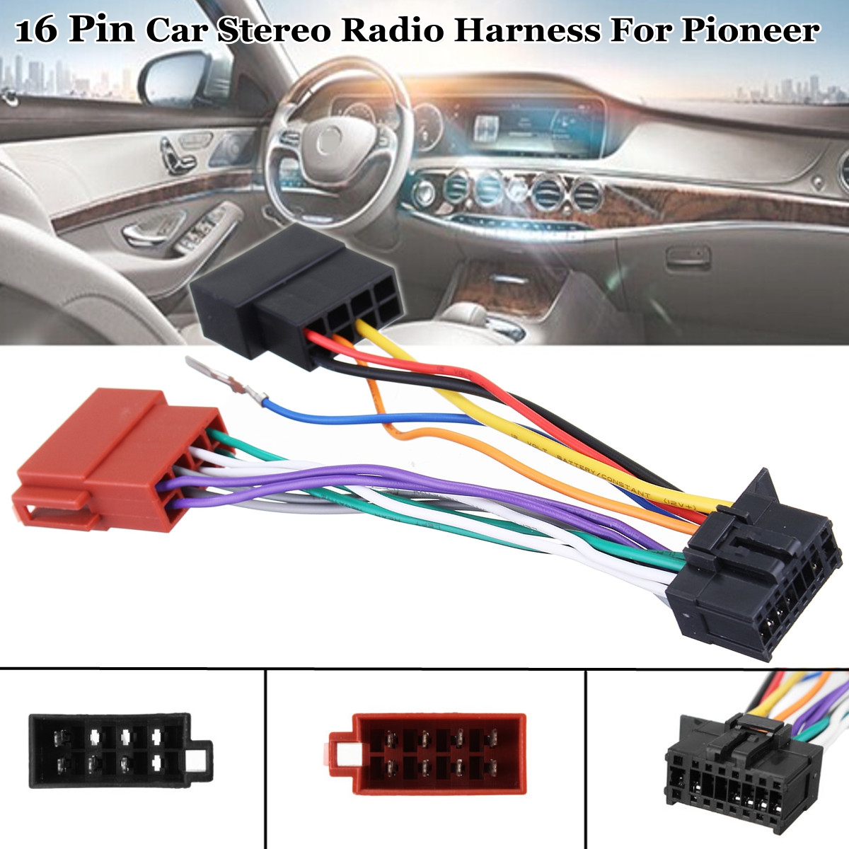 Car-Stereo-Radio-Player-ISO-Wiring-Harness-Connector-16Pin-for-Pioneer-2003-on-1210408