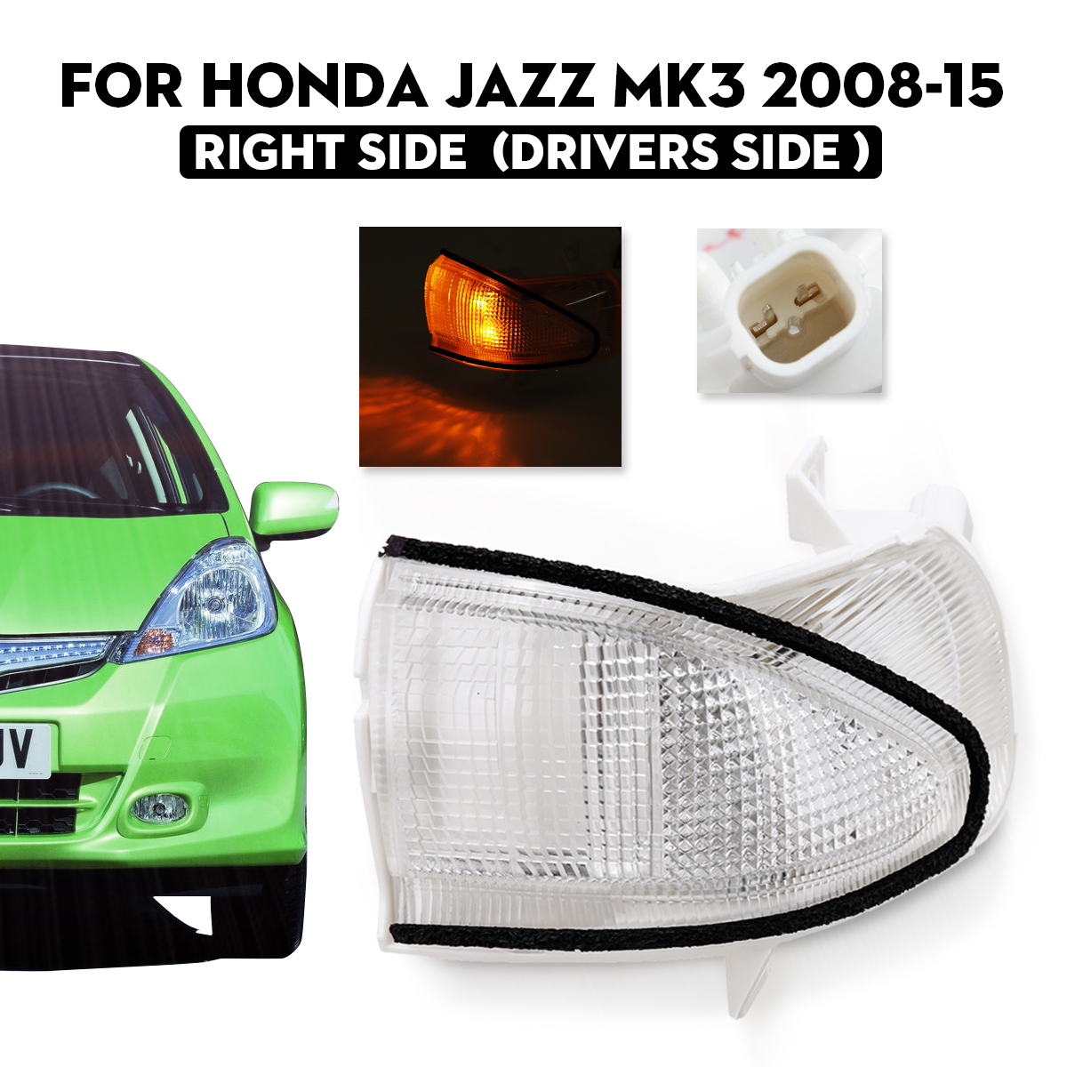 Car-Wing-Door-Mirror-Indicator-Clear-Driver-Side-OS-For-Honda-Jazz-Mk3-2008-15-1628386