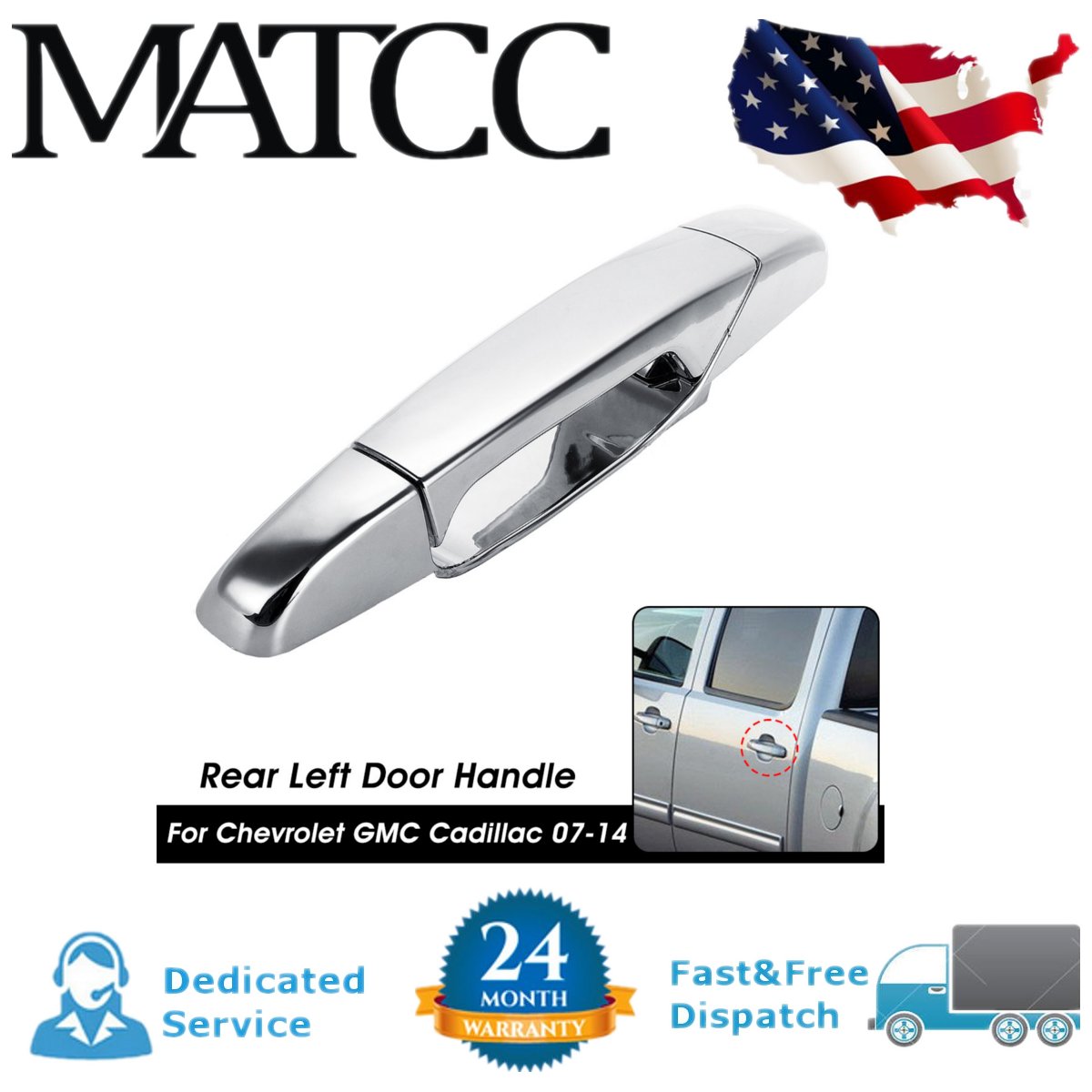 Chrome-Exterior-Car-Door-Handle-For-Chevrolet-GMC-For-Cadillac-2007-2014-Rear-Left-1628075