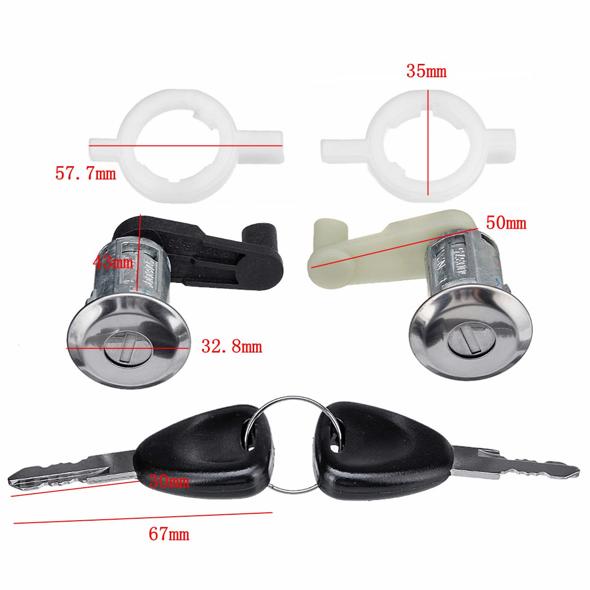 Left-And-Right-Car-Door-Lock-Barrel-Cylinder-w2-Key-For-RENAULT-MEGANE-SCENIC-CLIO-MASTER-1395932