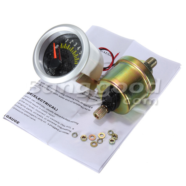 New-Electrical-Oil-Pressure-Gauge-Carbon-Fiber-Face-Yellow-LED-65030