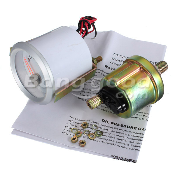 New-Electrical-Oil-Pressure-Gauge-White-Face-Blue-LED-62111