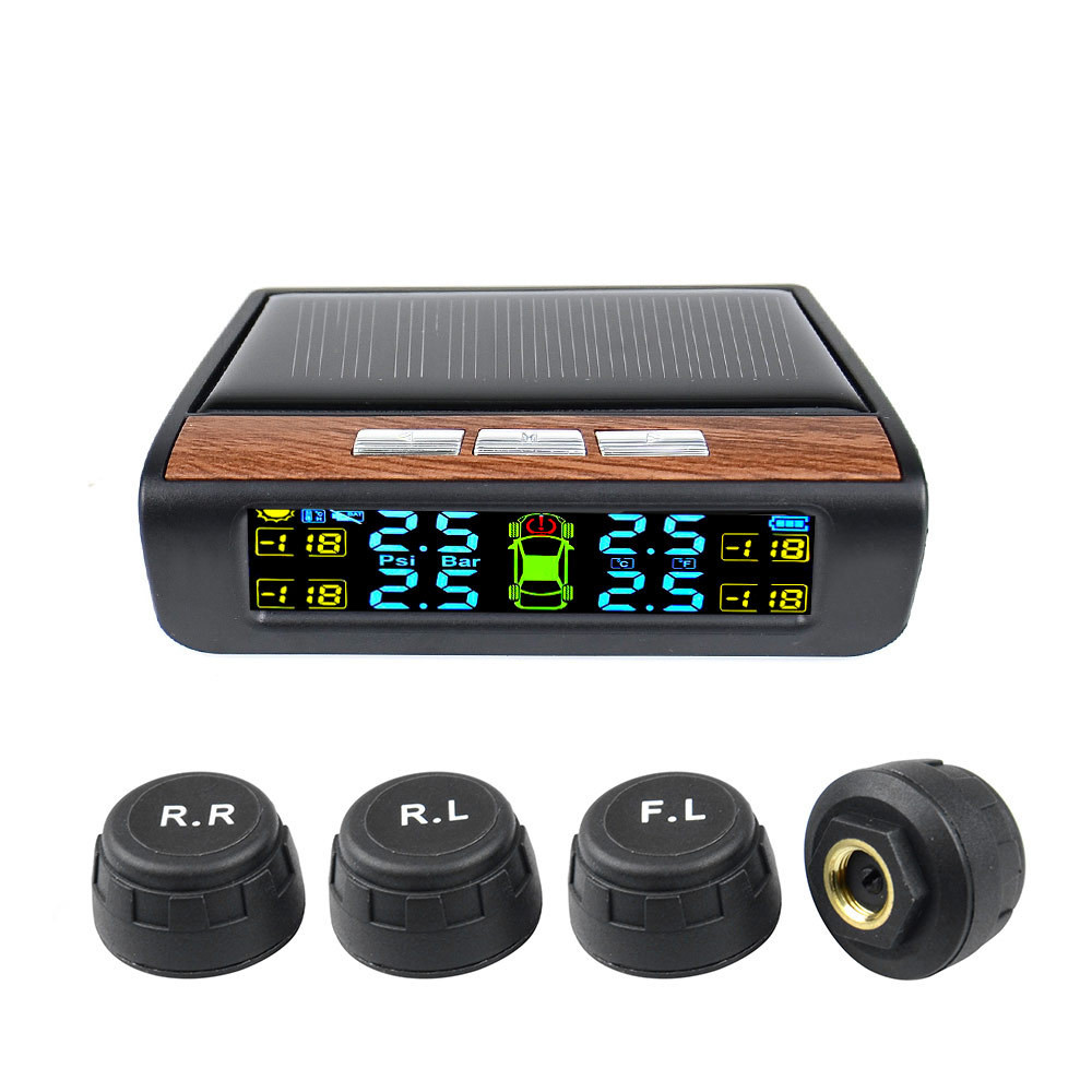 TPMS-Tire-Pressure-Alarm-Car-Solar-External-Sensor-Digital-USB-Auto-LCD-Color-Screen-1626607