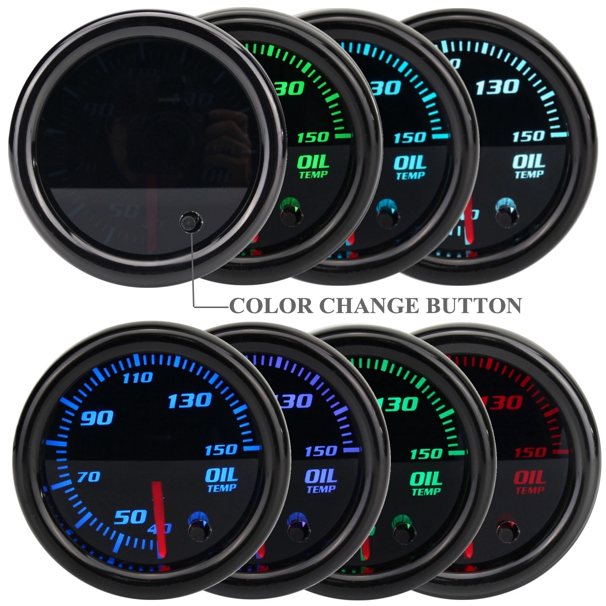 Universal-2-52mm-7-Color-LED-Oil-Temp-Temperature-Gauge-Meter--Sensor-12V-1653531