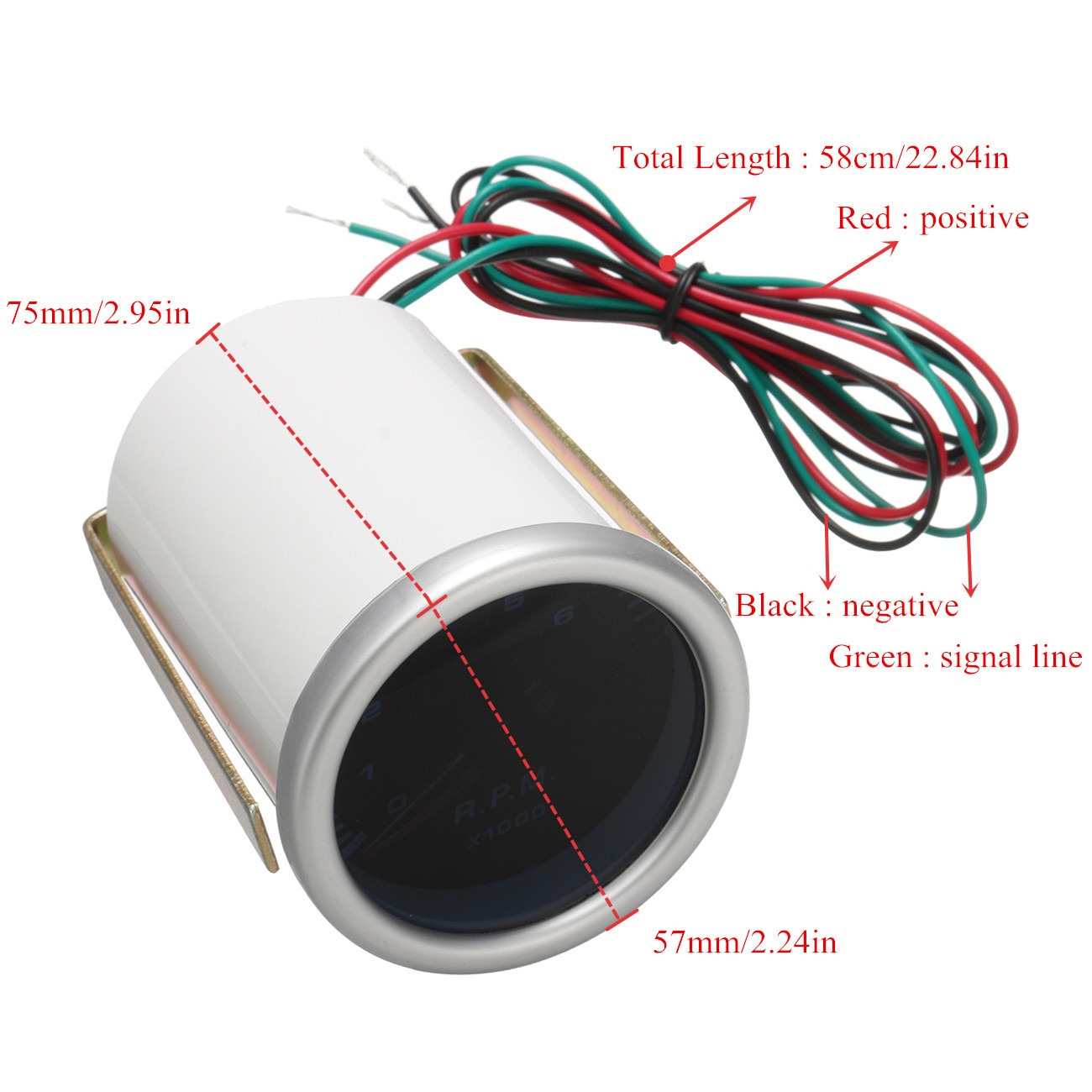 Universal-Car-52mm-2-Inch-Counter-Tacho-Tachometer-Gauge-Pointer-RPM-White-LED-12V-1179783