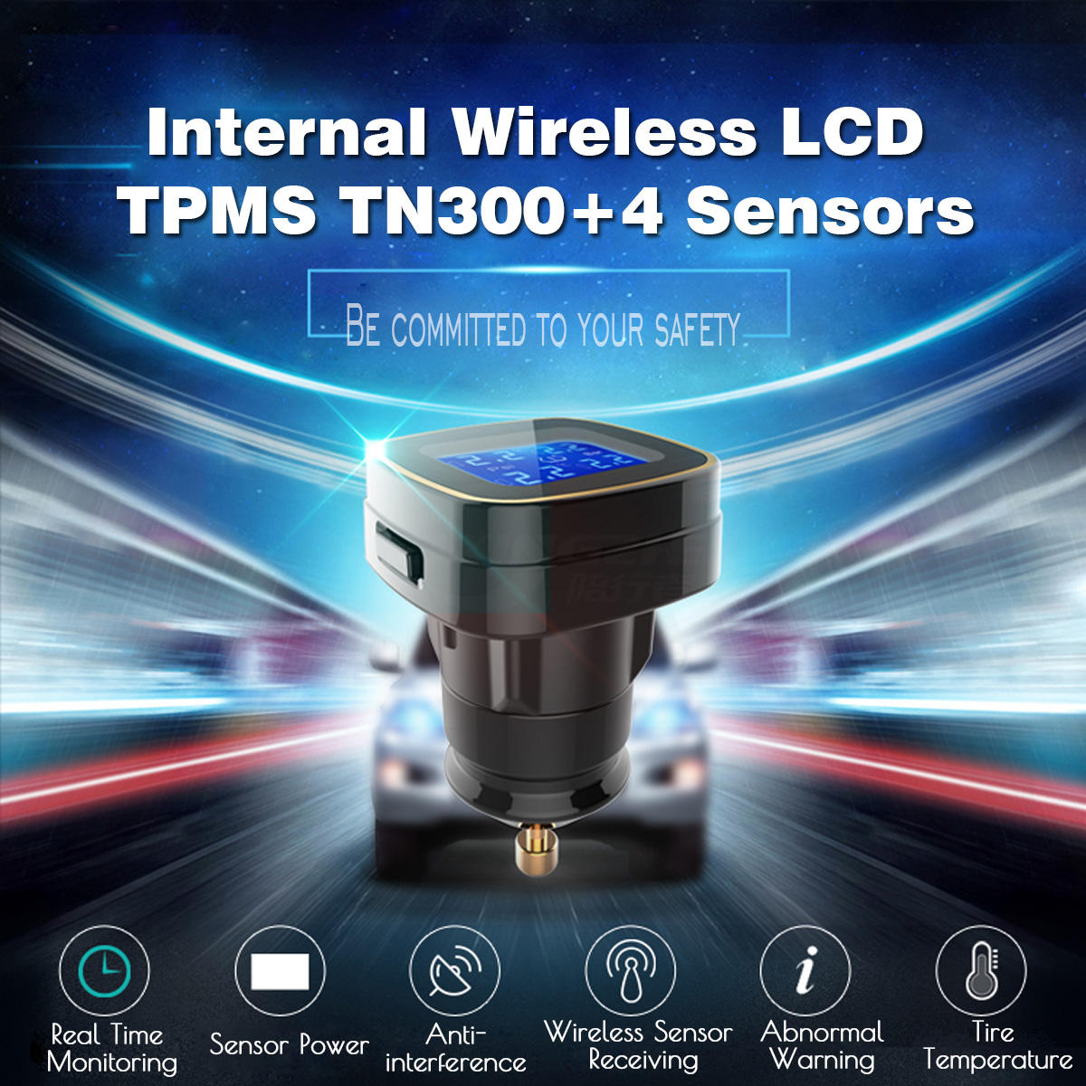 Wireless-TPMS-Tire-Pressure-Monitor-System-4-External-Sensor-Auto-Car-1353431