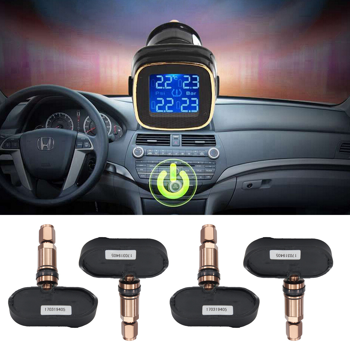 Wireless-TPMS-Tire-Pressure-Monitor-System-4-External-Sensor-Auto-Car-1353431