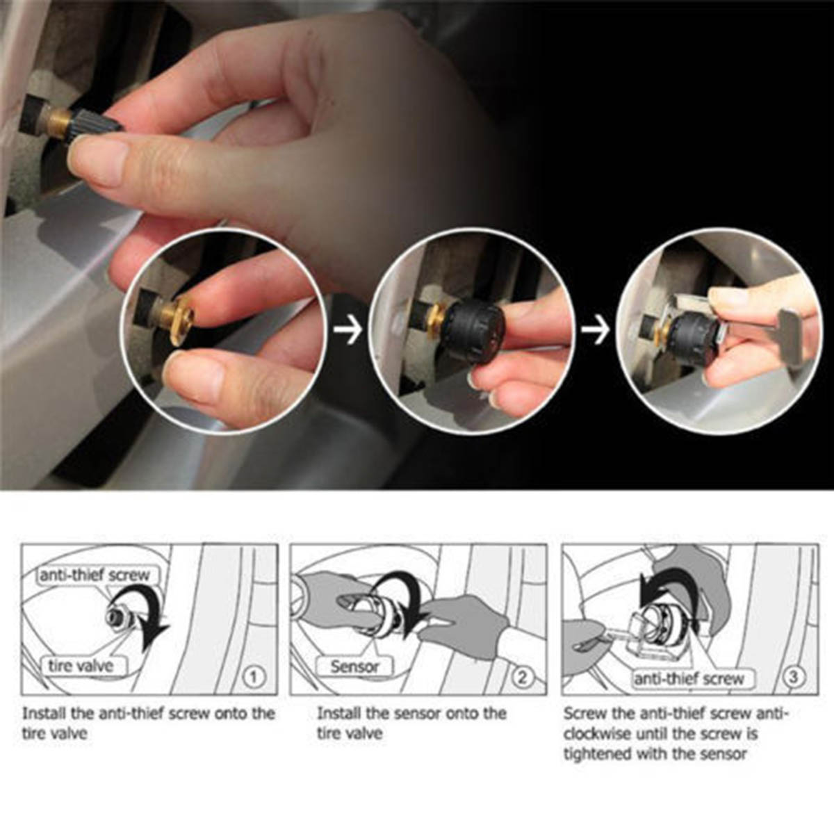 Wireless-TPMS-Tire-Pressure-Monitor-System-4-External-Sensor-Auto-Car-1353431