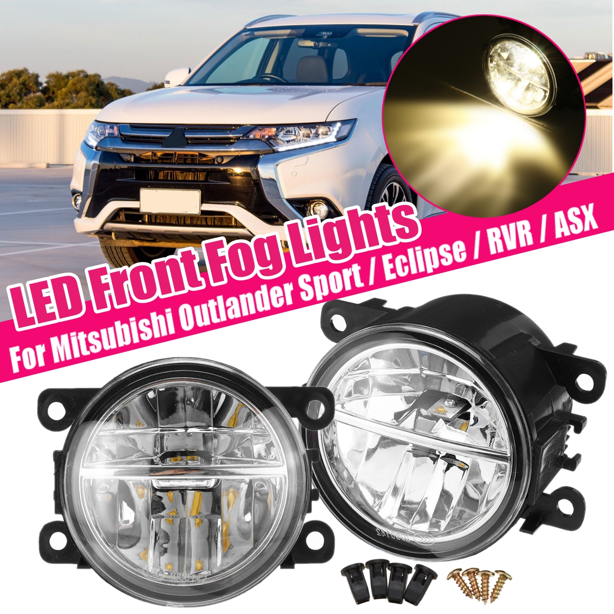 2PCS-LED-Front-Fog-Light-kit-For-Mitsubishi-Outlander-SportEclipseRVRASX-1722457