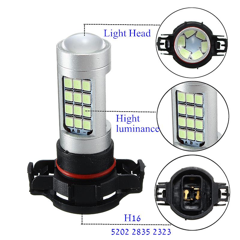5202-2835-2323-H16-24W-750LM-BlueWhite-42-SMD-LED-Car-Fog-Lights-Bulb-with-Lens-1136473