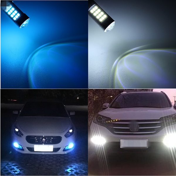 5202-2835-2323-H16-24W-750LM-BlueWhite-42-SMD-LED-Car-Fog-Lights-Bulb-with-Lens-1136473