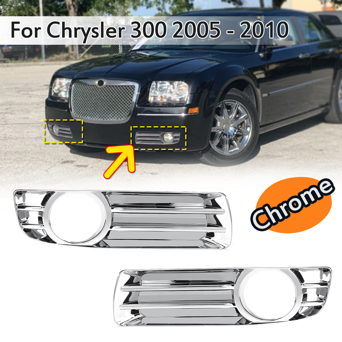 Chrome-Car-Front-Bumper-Fog-Lights-Driving-Lamp-Trim-Cover-For-Chrysler-300-2005-2010-1568126