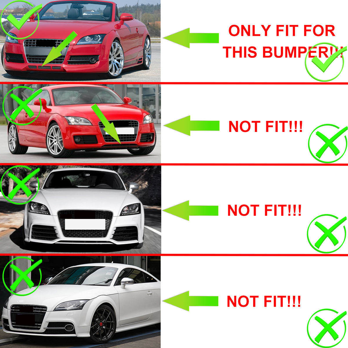 Front-Fog-Light-Lamp-Grille-Grill-Cover-Honeycomb-Hex-RS-Style-Glossy-Black-For-Audi-TT-8J-2006-2014-1750295