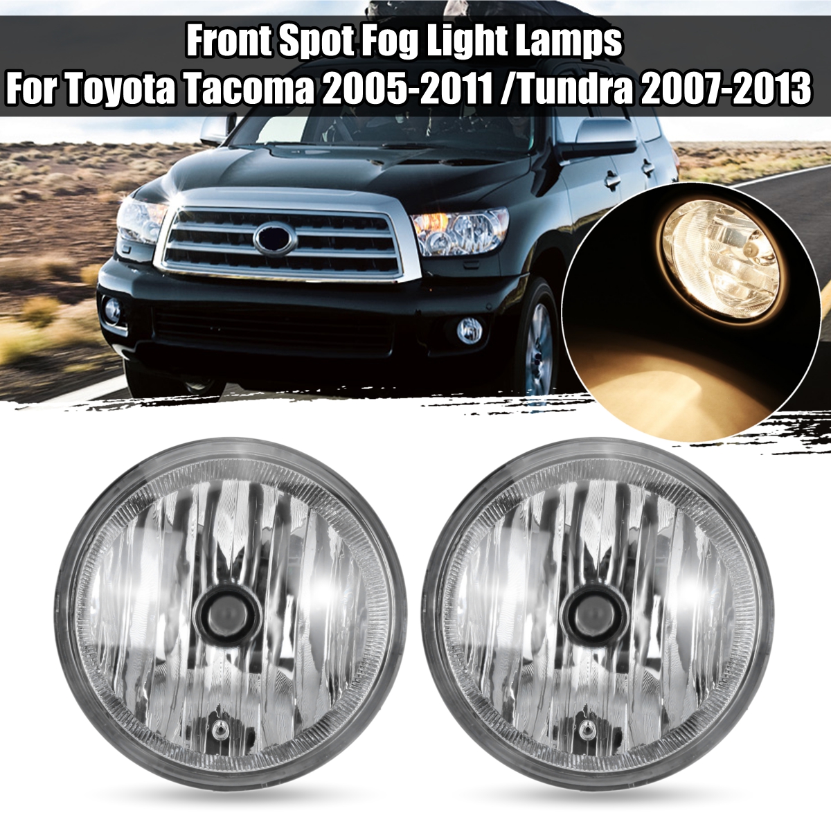 Front-Spot-Fog-Light-Lamps-Clear-Plastic-Pair-with-H10-Buls-For-Toyota-Tacoma-Solara-Sequoia-Tundra-1724041