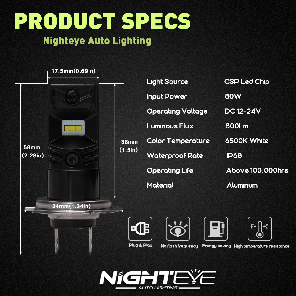 NIGHTEYE-A338-Car-LED-Headlights-Fog-Lamp-H4-H7-H11-9005-9006-80W-800LM-6500K-1170829
