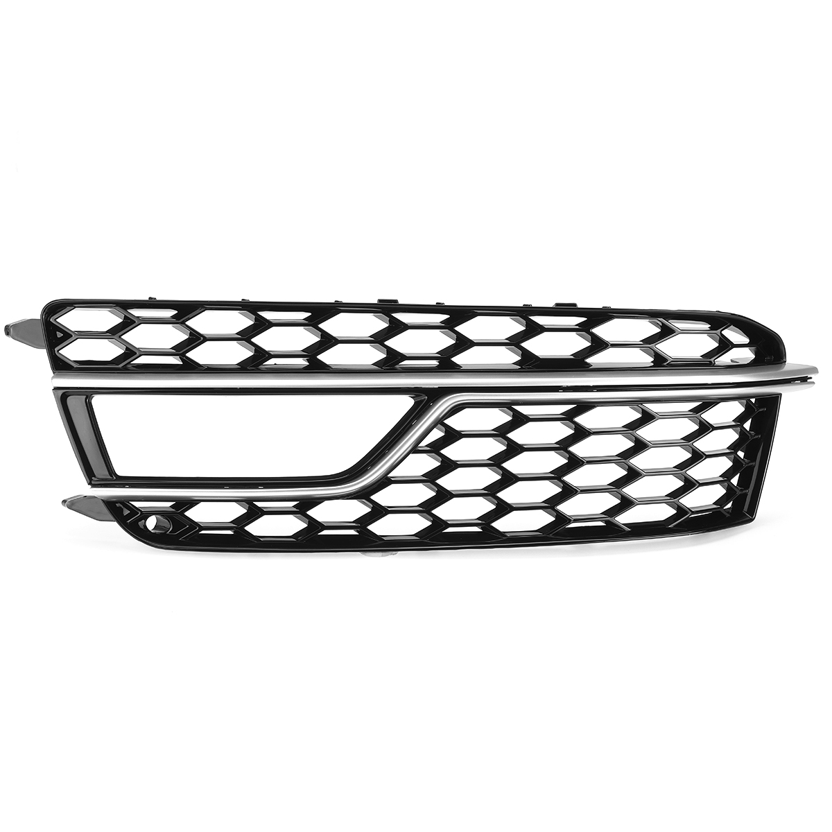 Pair-Front-Bumper-Fog-Light-Grill-Grille-Silver-Trim-For-Adufi-S-Line-A5-S5-2013-2016-1745411