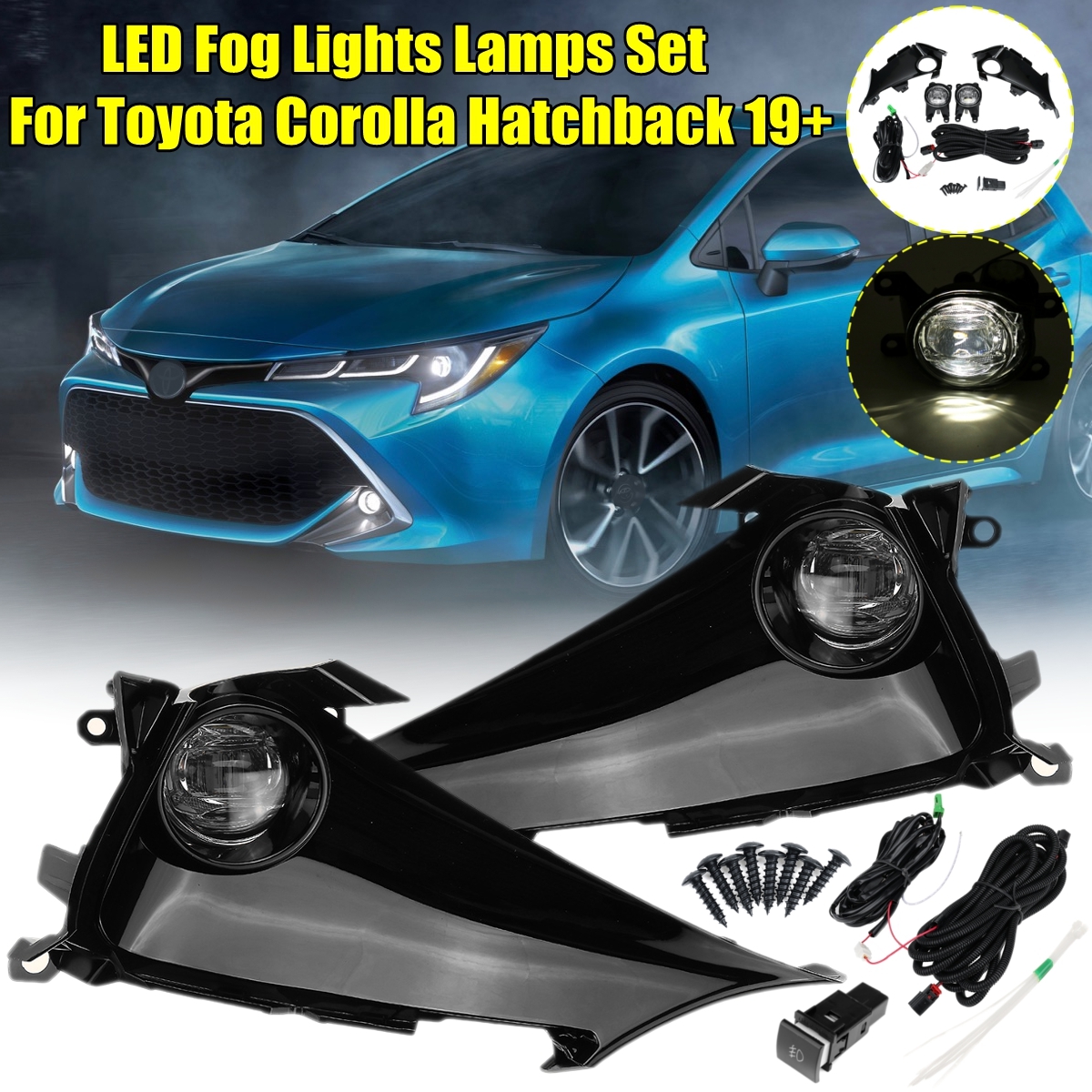 Pair-Front-Bumper-LED-Fog-Light-Lamp--Cover-Switch-For-Toyota-Corolla-Hatchback-TO1038230-TO1039230--1721296