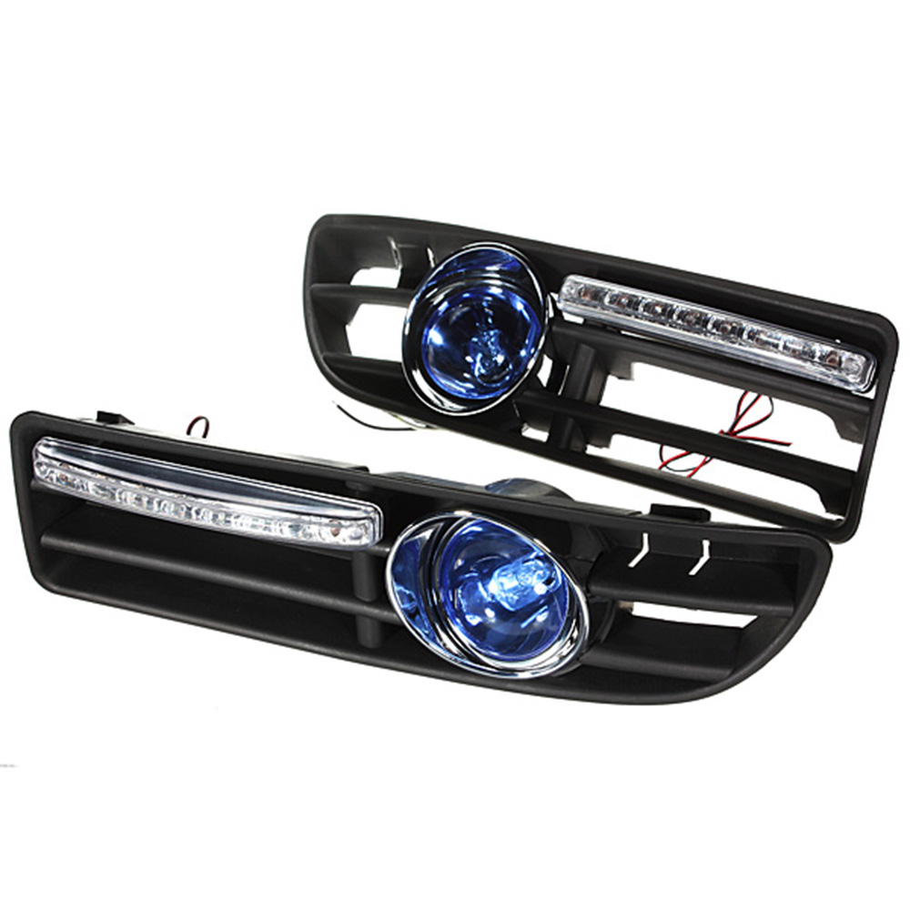 Pair-Front-Fog-Light-LED-DRL-Daytime-Running-Lights-with-Grill-For-VW-Golf-Jetta-Bora-Mk4-1999-2004-86725