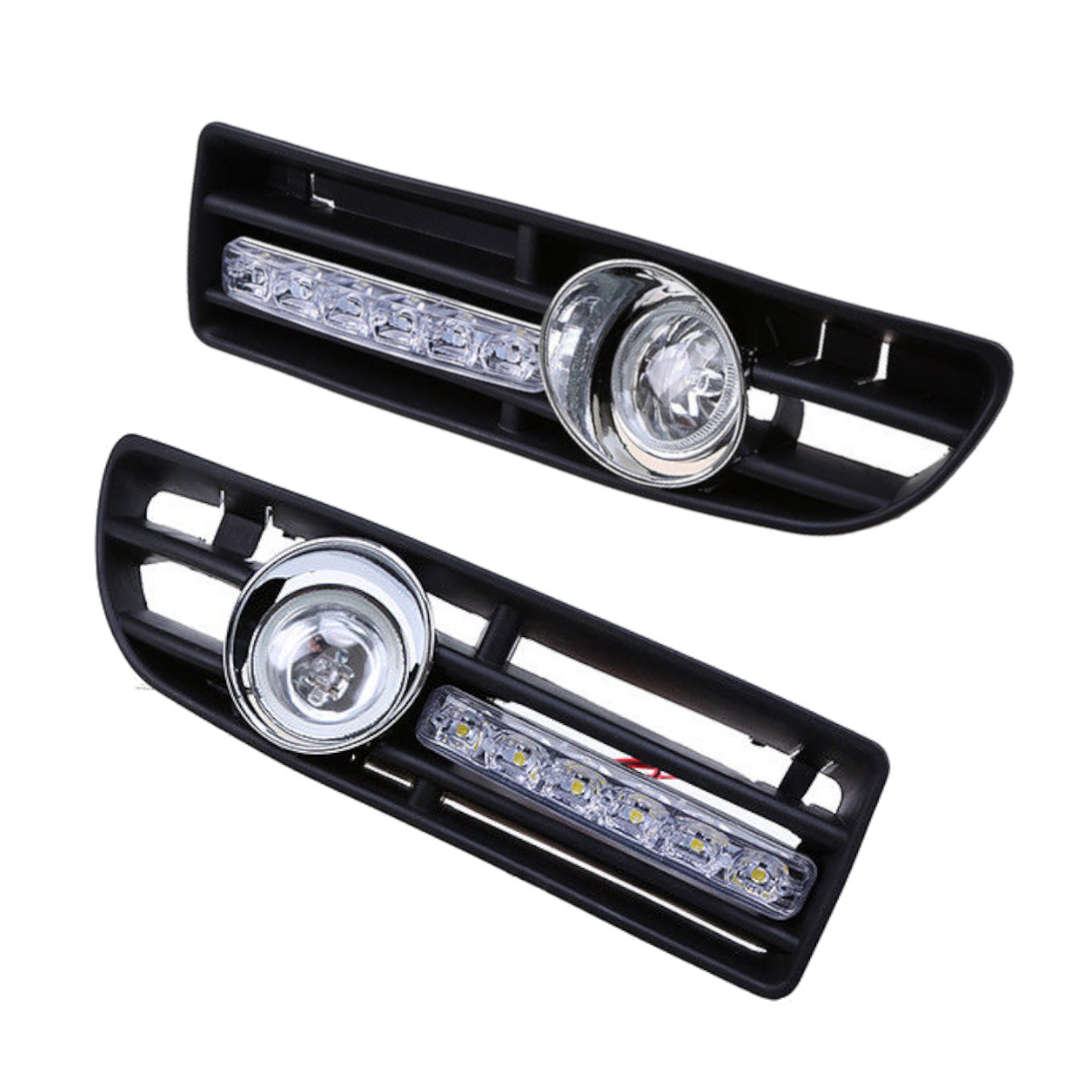 Pair-Front-Lower-Bumper-Fog-Light-Cover-Grille-wLED-DRL-for-VW-Bora-Jetta-MK4-1999-2007-1364744