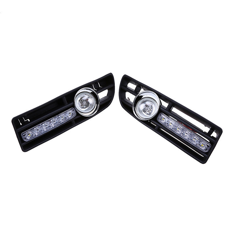 Pair-Front-Lower-Bumper-Fog-Light-Cover-Grille-wLED-DRL-for-VW-Bora-Jetta-MK4-1999-2007-1364744