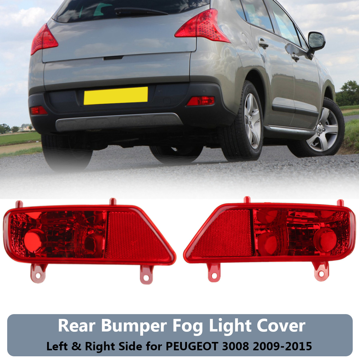 Pair-Rear-Bumper-Fog-Light-Lamp-Cover-Red-Left-Right-for-PEUGEOT-3008-2009-2015-1397546