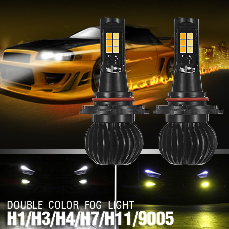 Pair-X5-30W-2400LM-Car-LED-Fog-Lights-Bulbs-Motor-Headlights-H1-H3-H4-H7-H8H11-90059006-Dual-Color-1312948