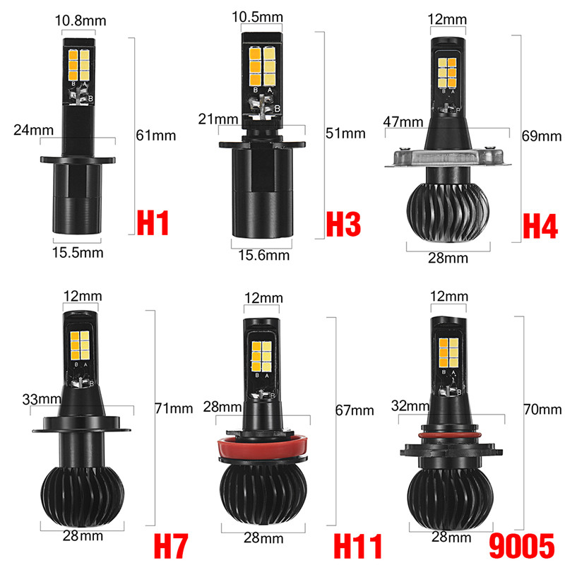 Pair-X5-30W-2400LM-Car-LED-Fog-Lights-Bulbs-Motor-Headlights-H1-H3-H4-H7-H8H11-90059006-Dual-Color-1312948