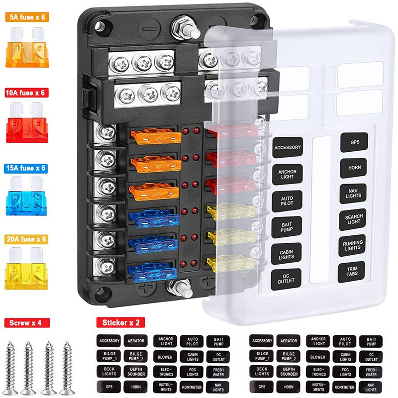 12V-32V-Fuse-Box-Holder-12-Ways-Blade-With-LED-Indicator-Light-for-Auto-Car-Boat-Marine-Trike-1670153