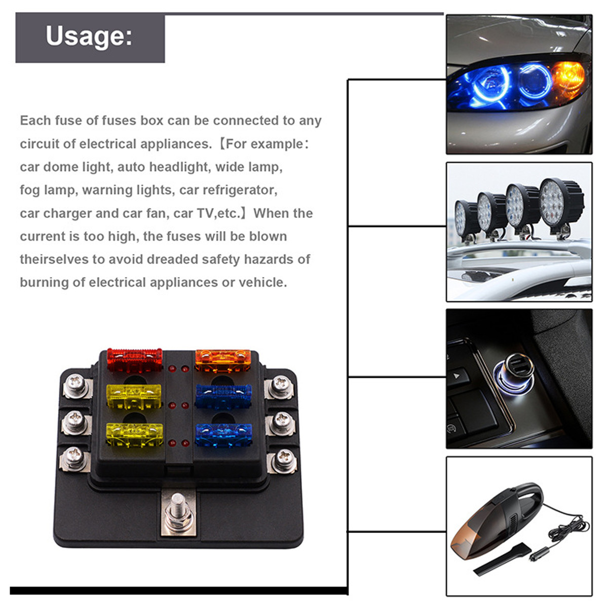 6-Way-Fuse-Box-Block-Holder-32V-Bus-Bar-Kit-with-LED-Indicator-For-Car-Boat-1784053