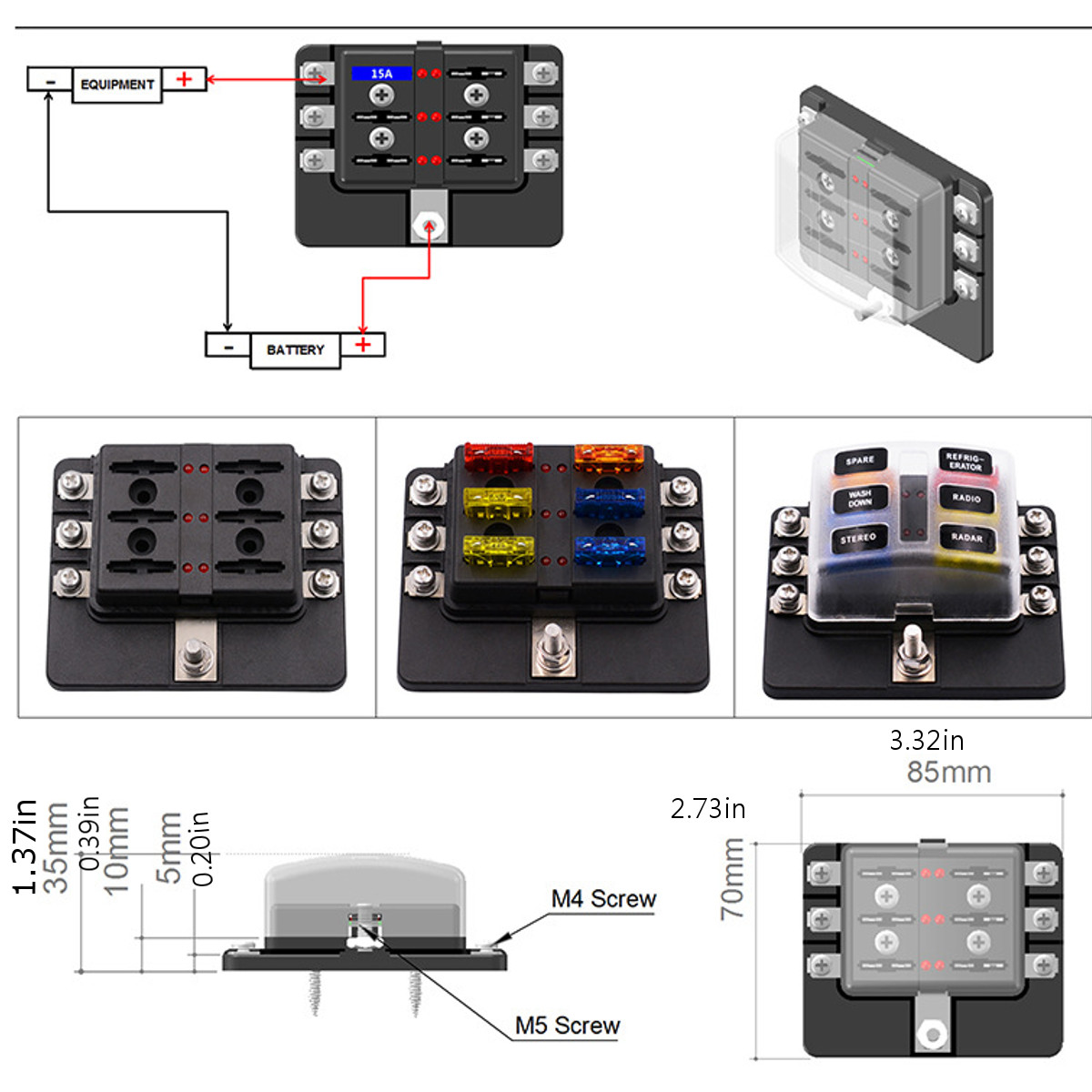 6-Way-Fuse-Box-Block-Holder-32V-Bus-Bar-Kit-with-LED-Indicator-For-Car-Boat-1784053