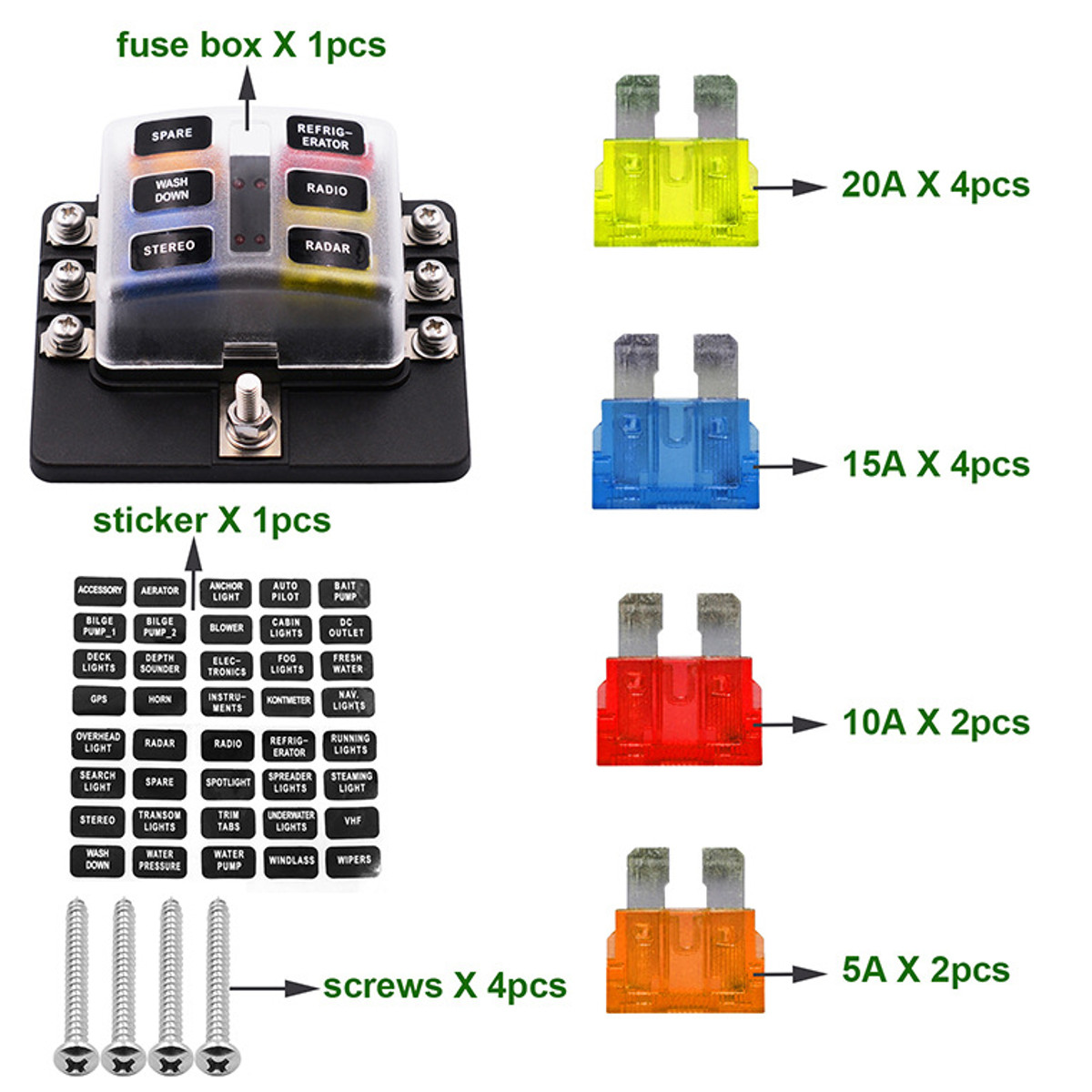 6-Way-Fuse-Box-Block-Holder-32V-Bus-Bar-Kit-with-LED-Indicator-For-Car-Boat-1784053