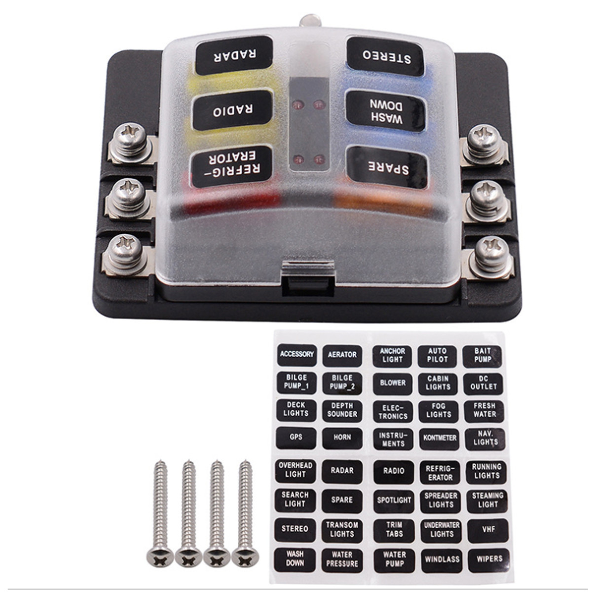 6-Way-Fuse-Box-Block-Holder-32V-Bus-Bar-Kit-with-LED-Indicator-For-Car-Boat-1784053