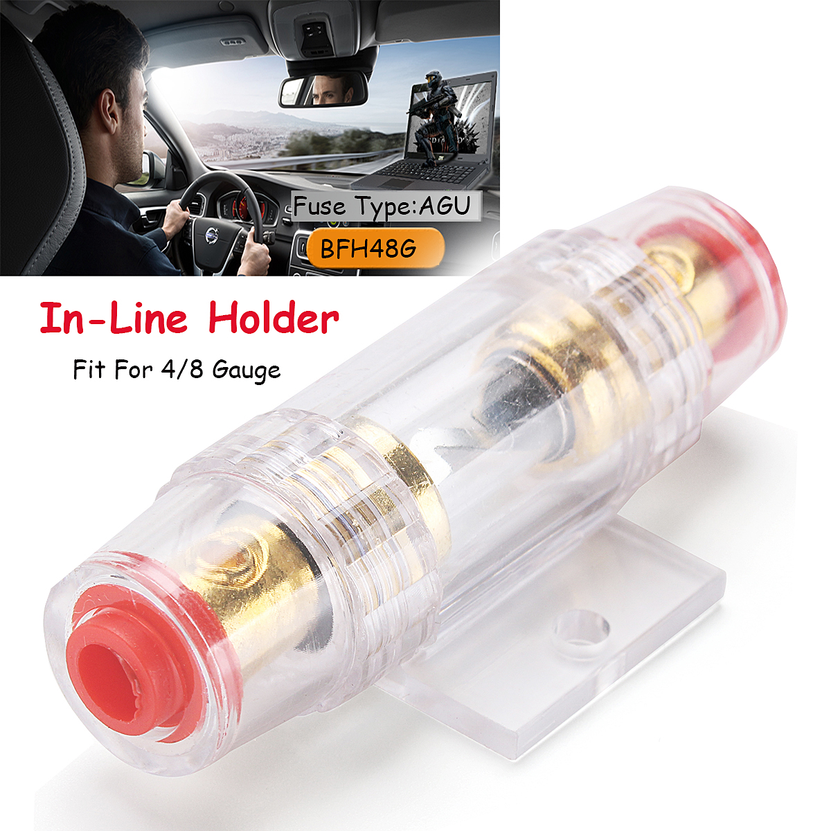 AGU-48-AWG-Gauge-In-Line-Car-Audio-Fuse-Holder-Power-CableE-AMP-Amplifier-BFH48G-1300921