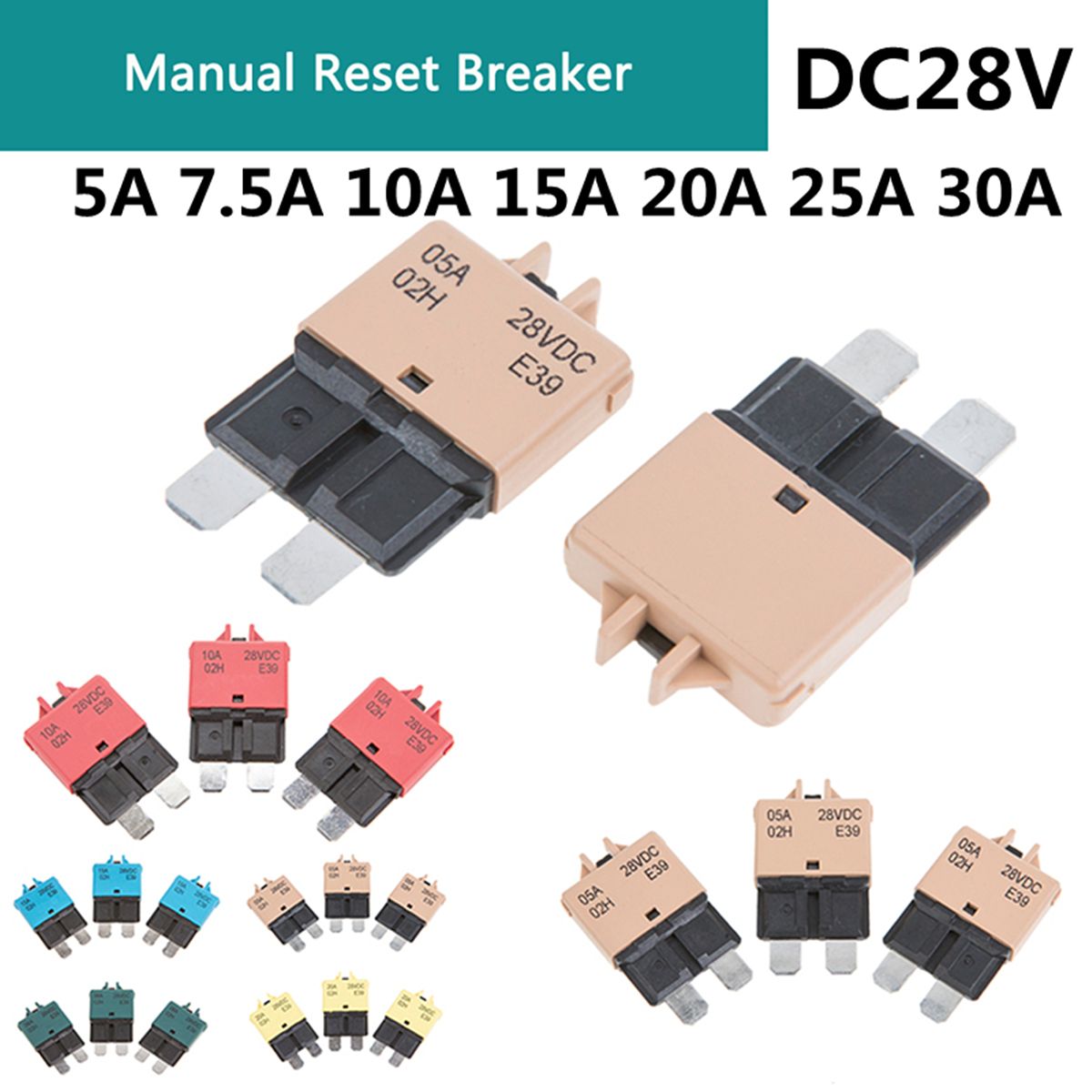 DC-28V-5-30A-Manual-Reset-Circuit-Breaker-Blade-Fuse-For-Car-Boat-Marine-Rally-Truck-1229960