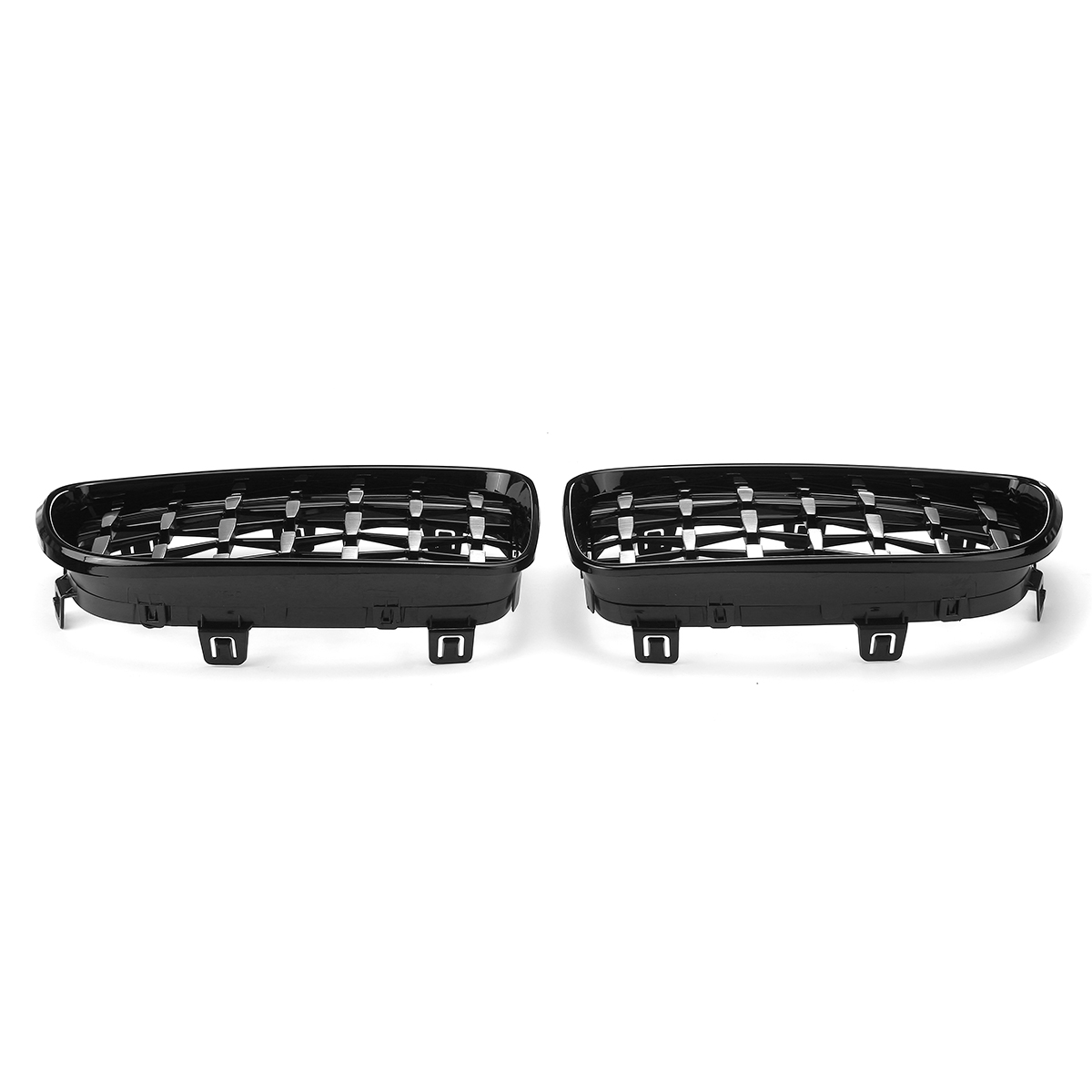 1-Pair-Chrome-Glossy-Black-Front-Kidney-Grilles-Diamond-Style-For-BMW-1-Series-E81-E82-E87-E88-2008--1789694