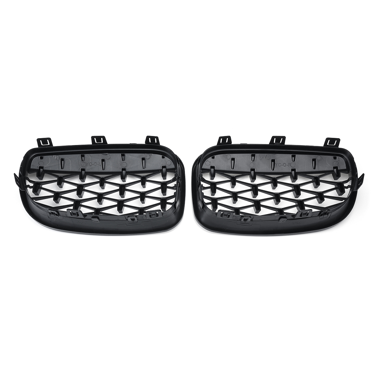 1-Pair-Chrome-Glossy-Black-Front-Kidney-Grilles-Diamond-Style-For-BMW-1-Series-E81-E82-E87-E88-2008--1789694