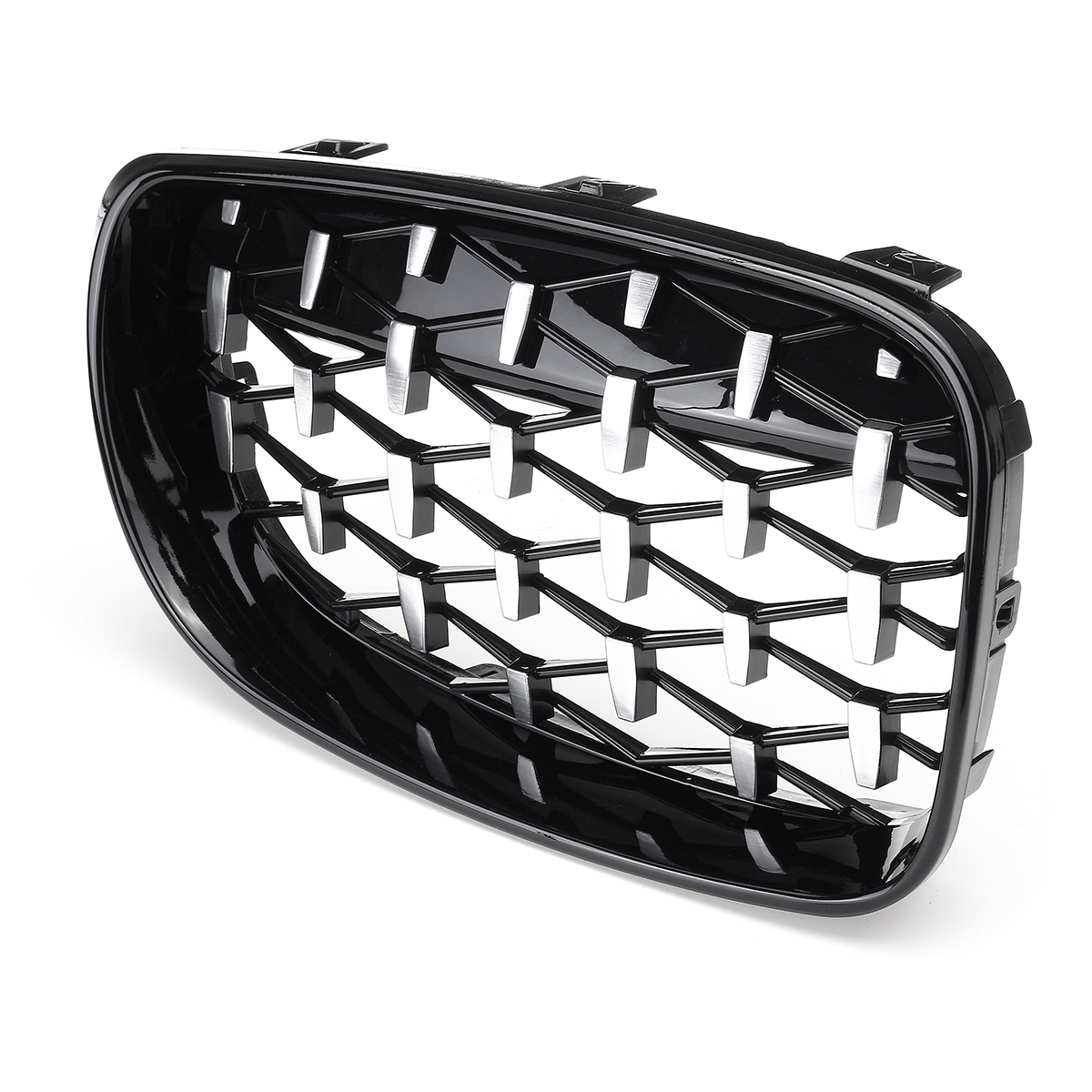 1-Pair-Chrome-Glossy-Black-Front-Kidney-Grilles-Diamond-Style-For-BMW-1-Series-E81-E82-E87-E88-2008--1789694